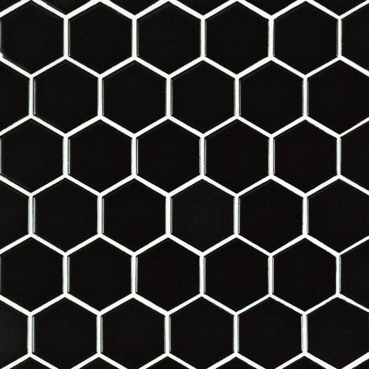 MSI Backsplash and Wall Tile Black 2" Hexagon Matte