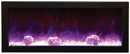 Remii 45″ Wide & 12″ Deep Indoor or Outdoor Built-in Only Electric Fireplace With Black Steel Surround