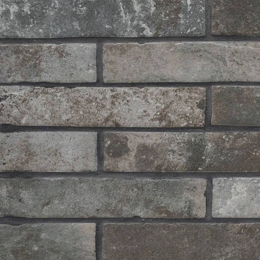 Carreau mural en porcelaine mate brique charbon de bois MSI Brickstone 2" x 10" 8 mm
