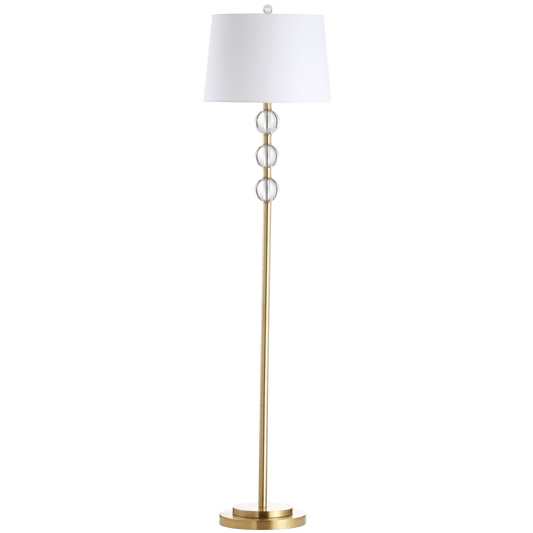 Dainolite 1 Light Incandescent Crystal Floor Lamp, Aged Brass with White Shade