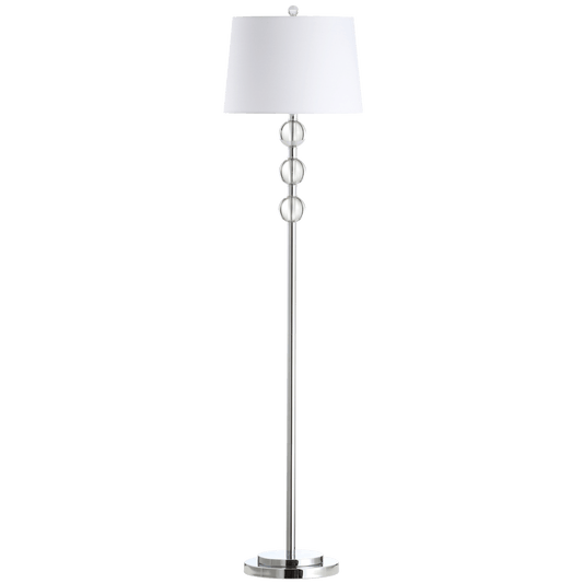 Dainolite 1 Light Incandescent Crystal Floor Lamp, Polished Chrome with White Shade