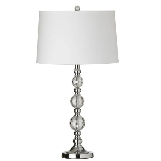 Dainolite 1 Light Crystal Table Lamp, Polished Chrome with White Shade