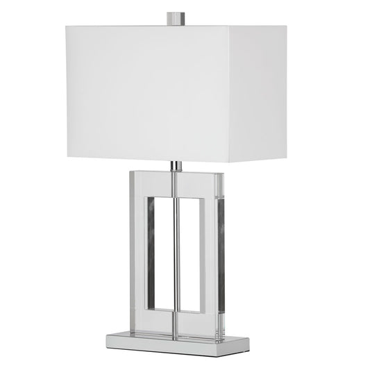 Dainolite 1 Light Crystal Table Lamp, Polished Chrome, White Shade