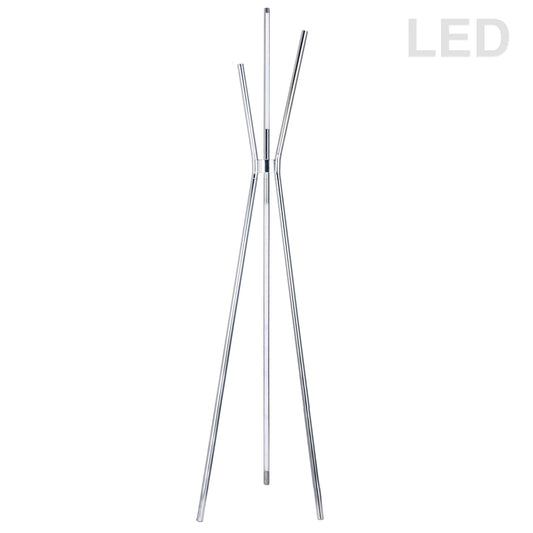 Lampadaire LED Dainolite 30 W, finition chrome poli