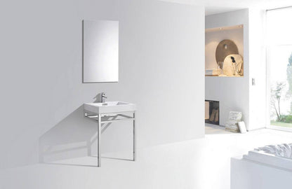 Kube Bath Haus 24" Stainless Steel Console Bathroom Vanity With White Acrylic Sink - Renoz