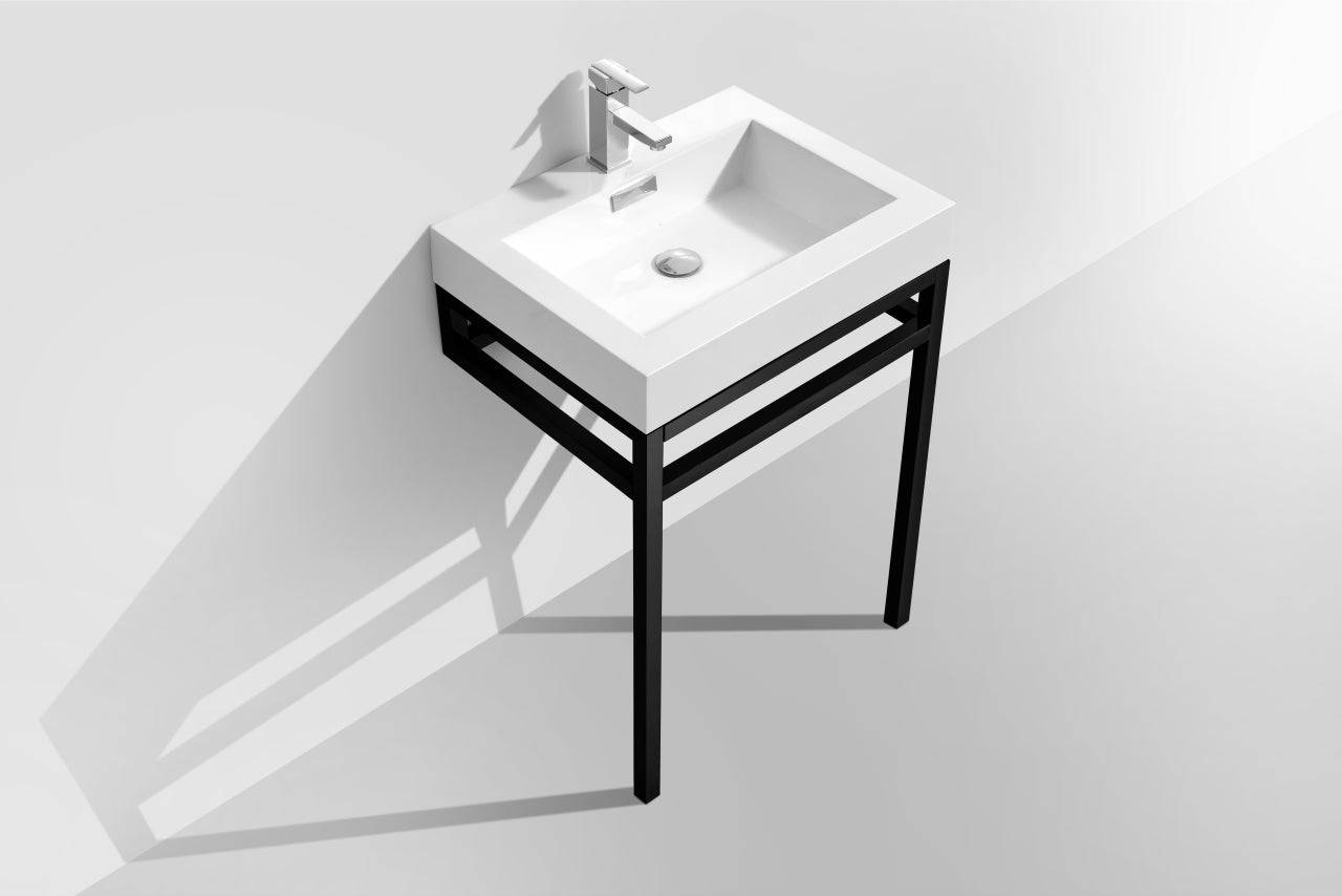 Kube Bath Haus 24" Stainless Steel Console Bathroom Vanity With White Acrylic Sink - Renoz