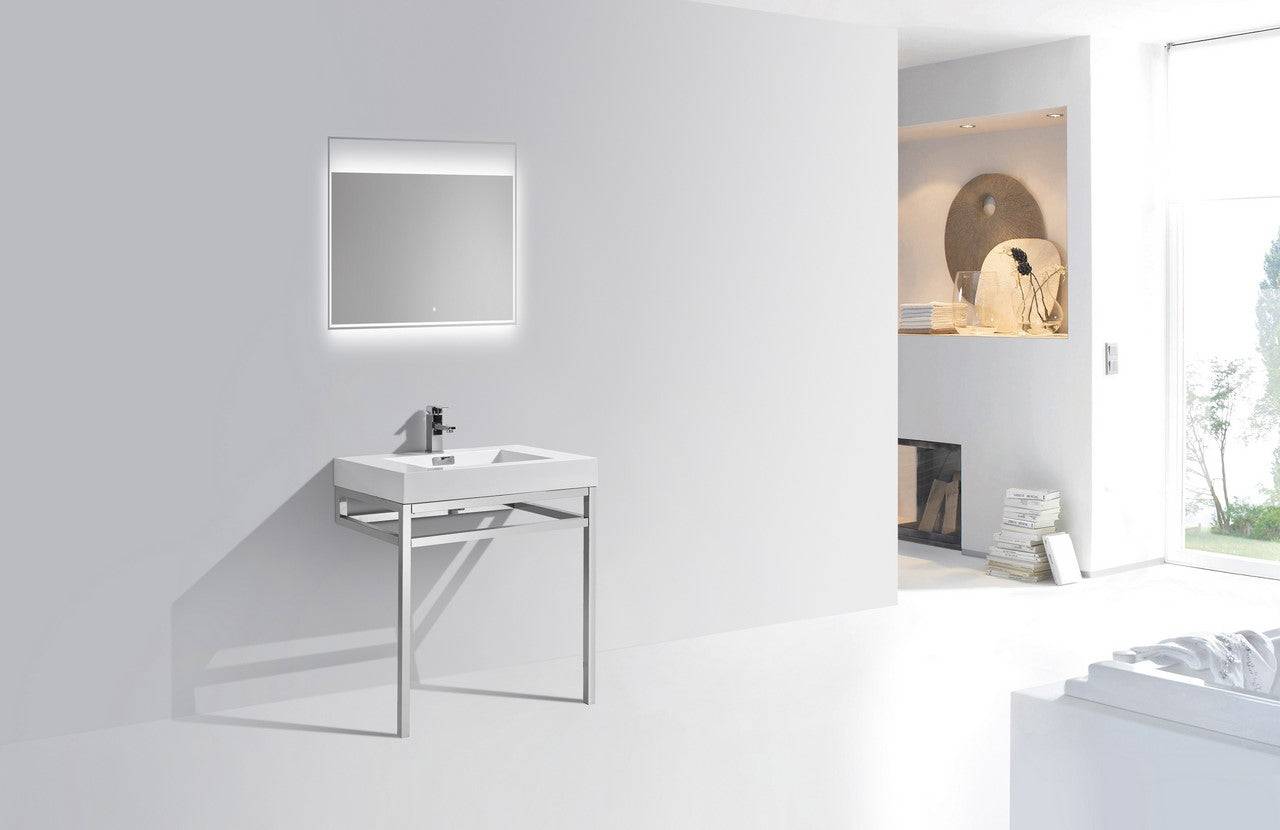 Kube Bath Haus 30" Stainless Steel Console Bathroom Vanity With White Acrylic Sink - Renoz