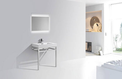 Kube Bath Haus 30" Stainless Steel Console Bathroom Vanity With White Acrylic Sink - Renoz
