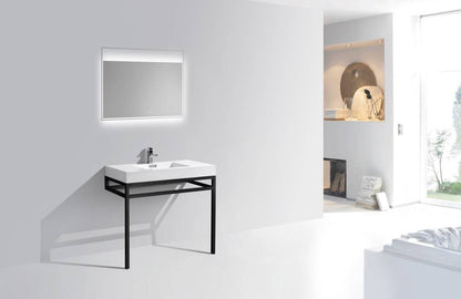 Kube Bath Haus 36" Stainless Steel Console Bathroom Vanity With White Acrylic Sink - Renoz