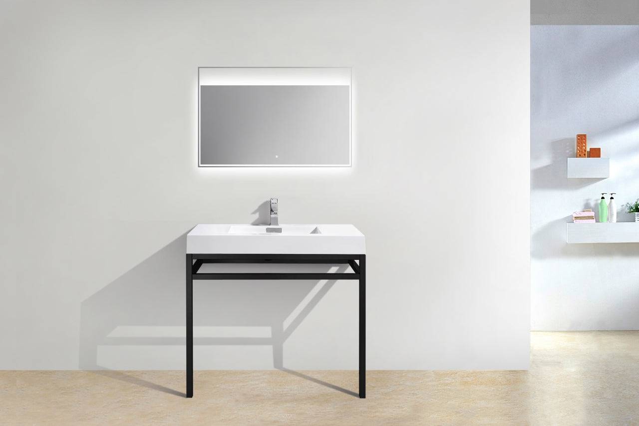 Kube Bath Haus 36" Stainless Steel Console Bathroom Vanity With White Acrylic Sink - Renoz