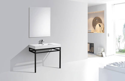 Kube Bath Haus 40" Stainless Steel Console Bathroom Vanity With White Acrylic Sink - Renoz