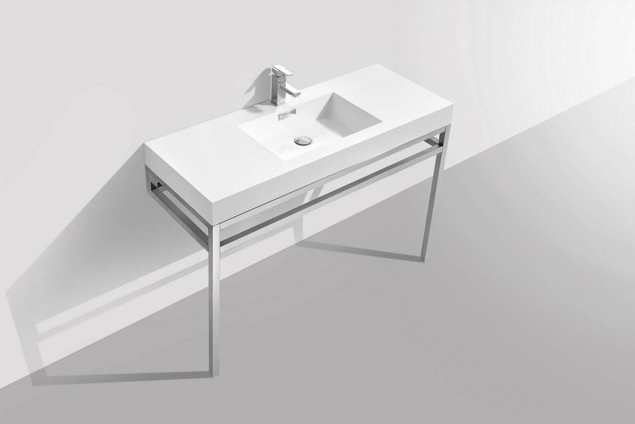 Kube Bath Haus 48" Stainless Steel Console Bathroom Vanity With White Acrylic Sink - Renoz