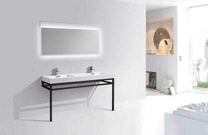 Kube Bath Haus 60" Double Sink Stainless Steel Console Bathroom Vanity With White Acrylic Sink - Renoz