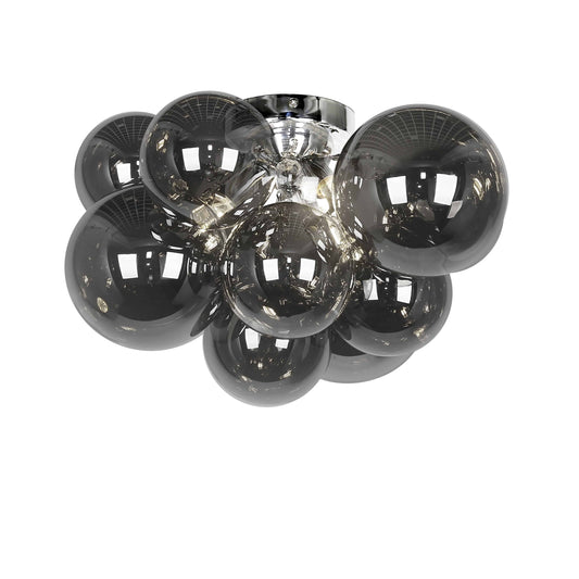 Dainolite 3 Light Halogen Flush Mount, Polished Chrome with Smoked Glass - Renoz