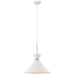 Dainolite 1 Light Incandescent Pendant, Gloss White Shade with Aged Brass Accent