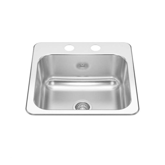 Kindred Creemore 15" x 15" Drop-in Single Bowl 2-Hole Stainless Steel Kitchen Sink