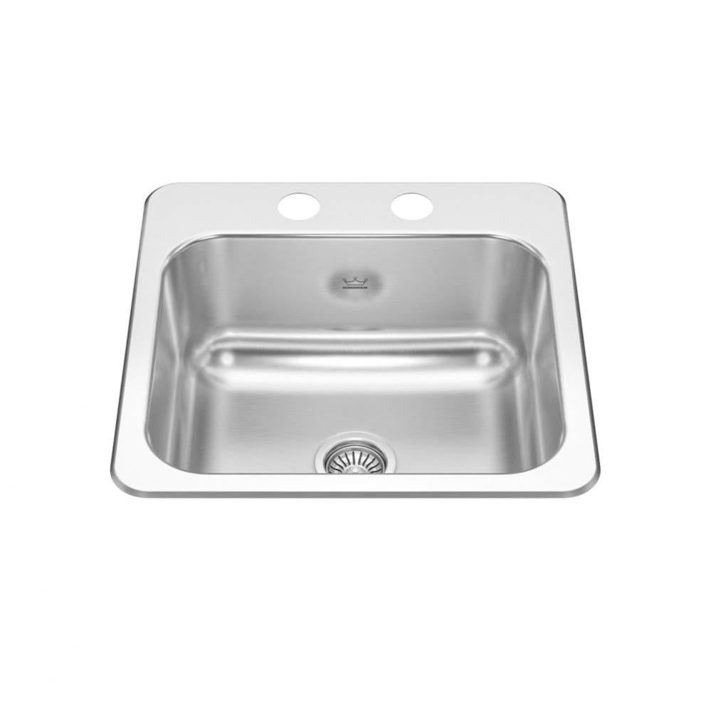 Kindred Creemore 15" x 15" Drop-in Single Bowl 2-Hole Stainless Steel Kitchen Sink