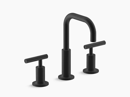 Kohler Purist Widespread Bathroom Sink Faucet With Low Lever Handles And Low Gooseneck Spout
