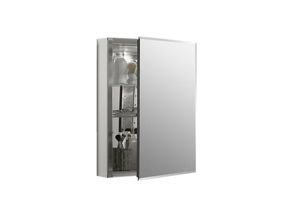 Kohler 20" W X 26" H Aluminum Single Door Medicine Cabinet With Mirrored Door, Beveled Edges
