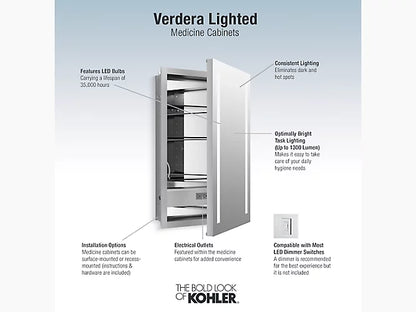 Kohler - Verdera Lighted Medicine Cabinet, 20" W X 30" H