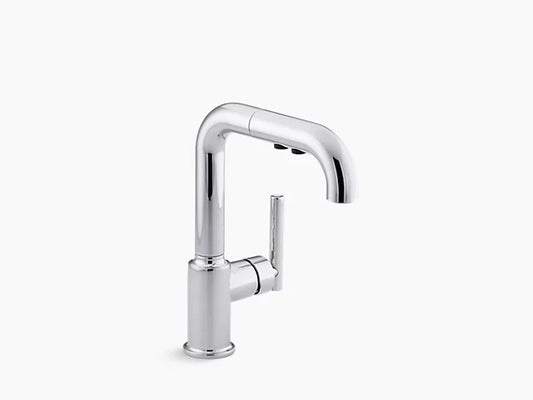 Kohler Purist Single-Hole Kitchen Sink Faucet With 7" Pull-Out Spout - Polished Chrome