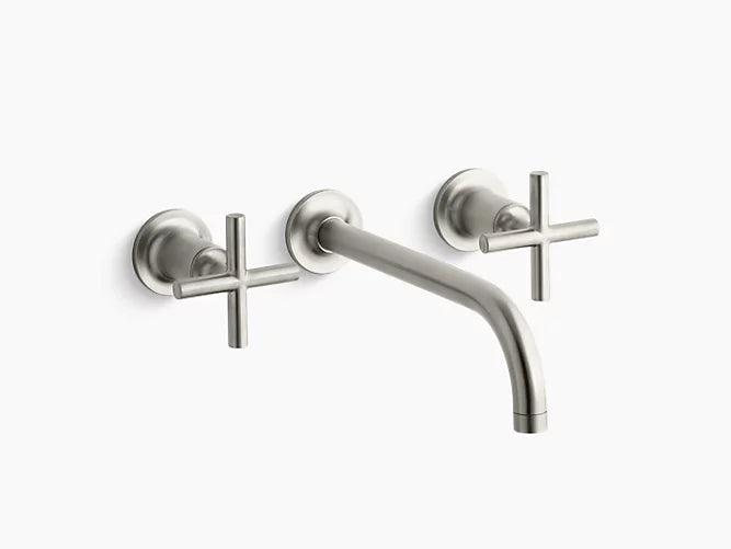 Kohler Purist Widespread Wall-mount Bathroom Sink Faucet Trim With Cross Handles, 1.2 GPM T14414-3