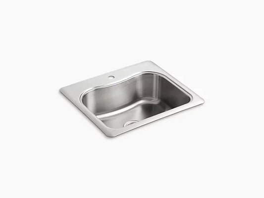 Kohler - 25" X 22" X 8-5/16" Top-Mount Single-Bowl Kitchen Sink With Single Faucet Hole