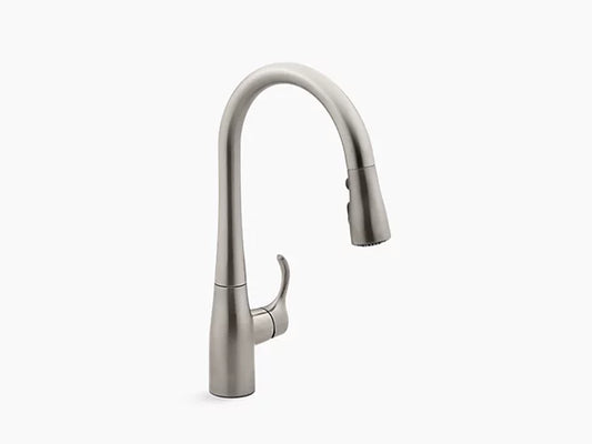 Robinet d'évier de cuisine compact à tirette Kohler Simplice avec tête de pulvérisation à trois fonctions 597