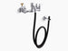 Kohler - Robinet d'évier de service à double poignée à levier avec butées à clé mobile, tuyau en caoutchouc, crochet mural et poignées à levier
