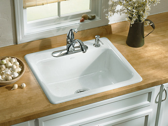 Kohler - 25" X 22" X 8-3/4" Top-Mount Single-Bowl Kitchen Sink With 4 Faucet Holes