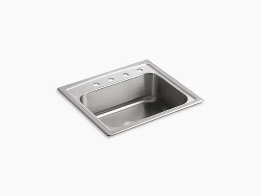Kohler - Toccata Top-Mount Single-Bowl Kitchen Sink With 4 Faucet Holes 25" X 22" X 7-11/16"