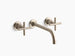 Kohler Purist Garniture de robinet de lavabo de salle de bain murale à fixation murale avec poignées croisées, 1,2 GPM T14414-3