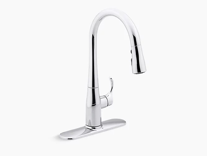 Robinet d'évier de cuisine Simplice avec bec rétractable de 15 3/8 po, chrome