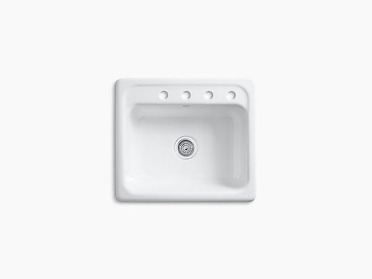 Kohler - 25" X 22" X 8-3/4" Top-Mount Single-Bowl Kitchen Sink With 4 Faucet Holes