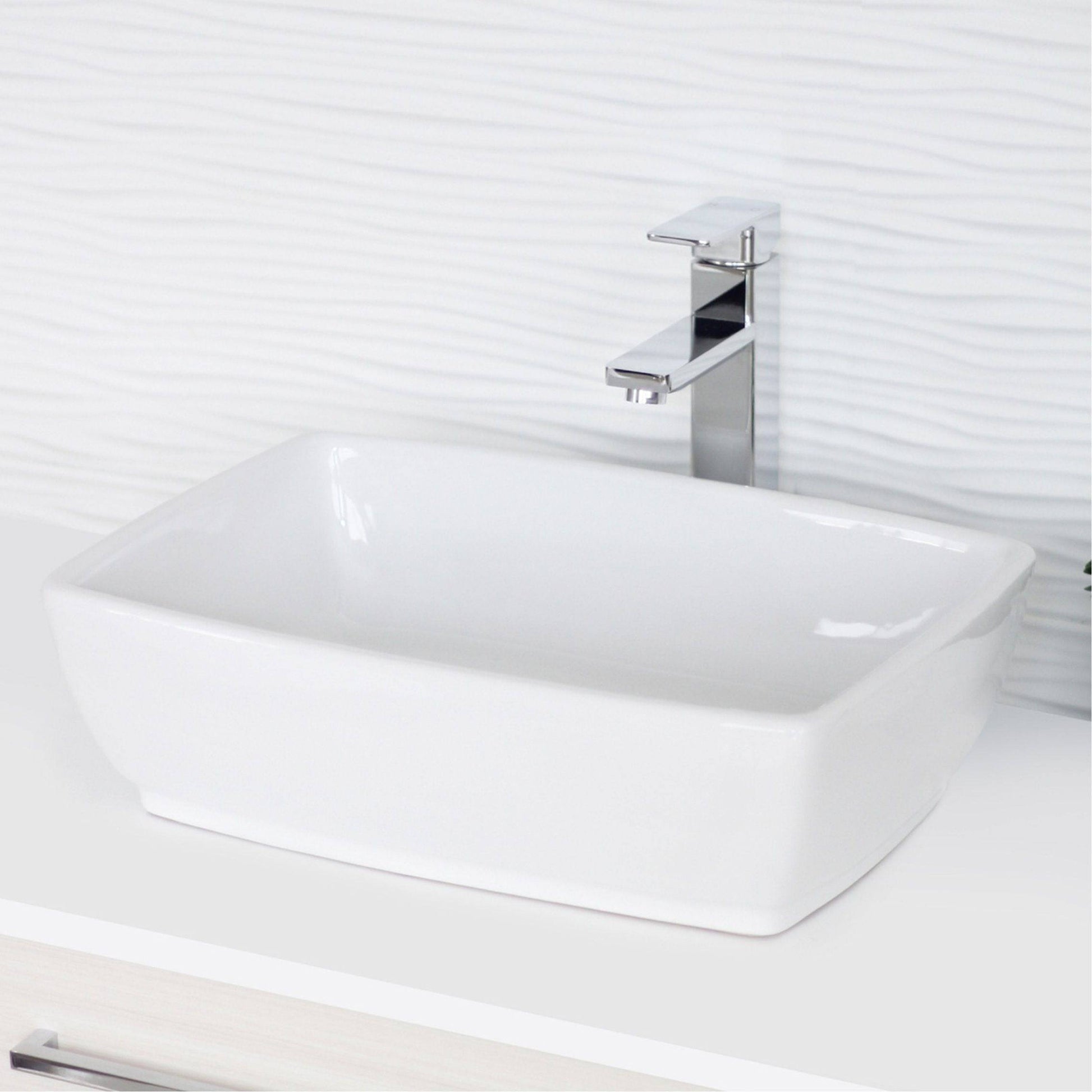 Stylish Contempo 19" x 13.38" Rectangular Vessel Bathroom Sink P-220 - Renoz