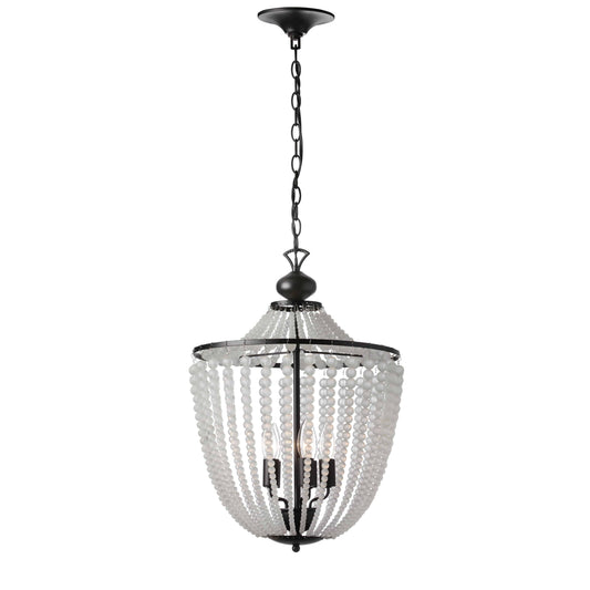 Dainolite 5 Light Incandescent Chandelier Matte Black Finish with Frosted Beads