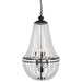 Dainolite 6 Light Incandescent Chandelier Matte Black Finish with Frosted Beads