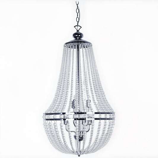 Dainolite 6-Light Incandescent Chandelier in Polished Chrome Finish with Clear Glass Beads