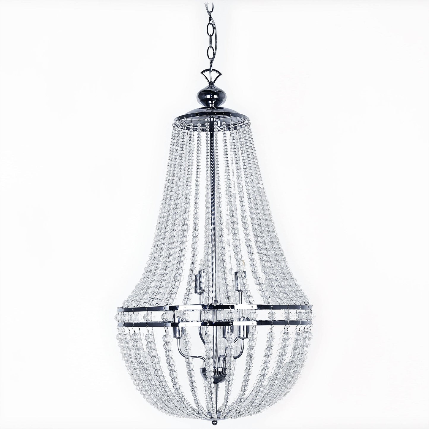 Dainolite 6-Light Incandescent Chandelier in Polished Chrome Finish with Clear Glass Beads