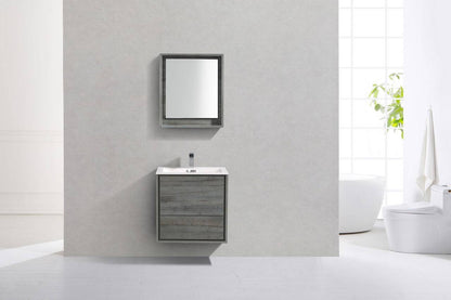 Kube Bath De Lusso 24" Wall Mount / Wall Hung Modern Bathroom Vanity With 2 Drawers Acrylic Countertop DL24 - Renoz