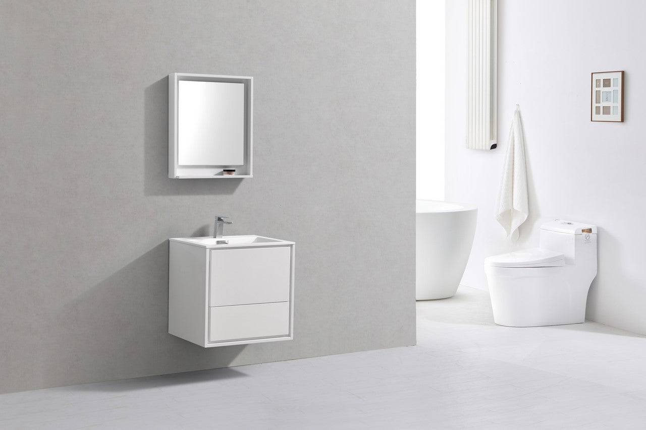 Kube Bath De Lusso 24" Wall Mount / Wall Hung Modern Bathroom Vanity With 2 Drawers Acrylic Countertop DL24 - Renoz