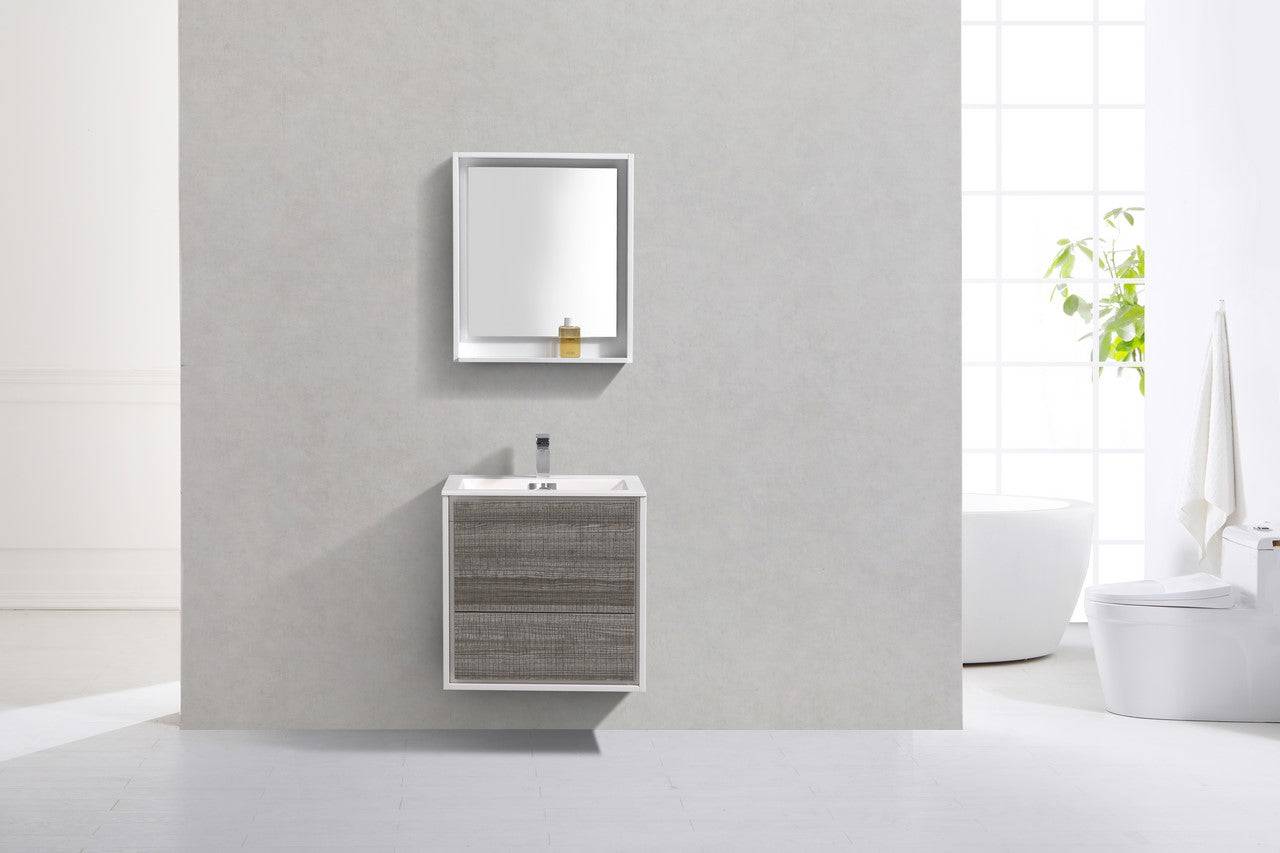 Kube Bath De Lusso 24" Wall Mount / Wall Hung Modern Bathroom Vanity With 2 Drawers Acrylic Countertop DL24 - Renoz