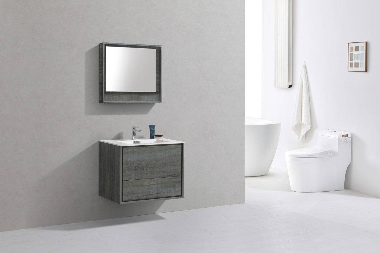 Kube Bath De Lusso 30" Wall Mount / Wall Hung Modern Bathroom Vanity With 2 Drawers Acrylic Countertop DL30 - Renoz