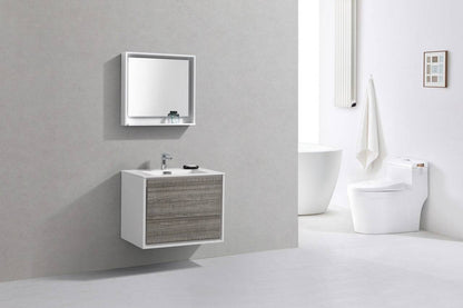 Kube Bath De Lusso 30" Wall Mount / Wall Hung Modern Bathroom Vanity With 2 Drawers Acrylic Countertop DL30