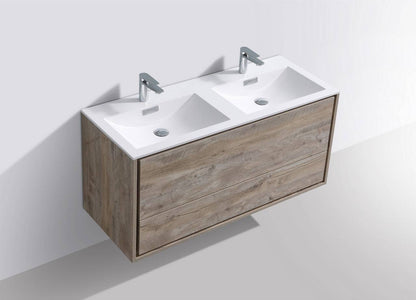 Kube Bath De Lusso 48" Wall Mount / Wall Hung Modern Double Sink Bathroom Vanity With 2 Drawers Acrylic Countertop DL48D - Renoz
