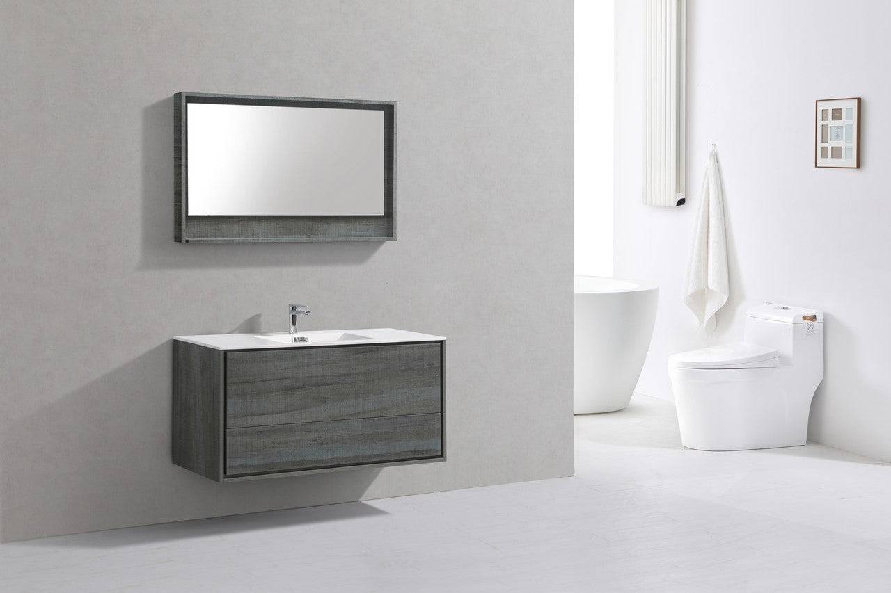 Kube Bath De Lusso 48" Wall Mount / Wall Hung Modern Single Sink Bathroom Vanity With 2 Drawers Acrylic Countertop DL48S - Renoz