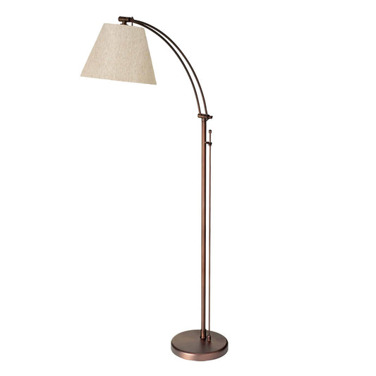 Dainolite Adjustable Floor Lamp, Oil Brushed Bronze, Flax Empire Shade, Rotary Dimmer Switch