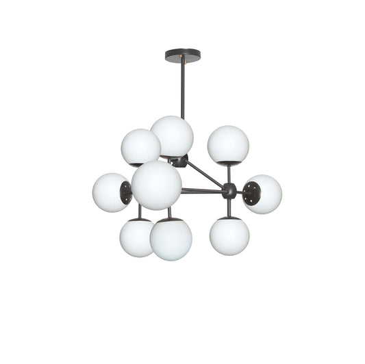 Dainolite 9-Light Black Chandelier Light Fixture with White Glass