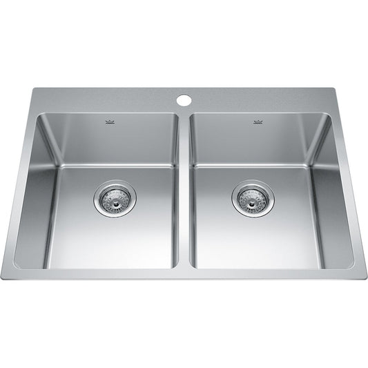 Kindred Brookmore 30.87" x 20.87" 1 Hole 2 Bowl Drop-in Kitchen Sink Stainless Steel