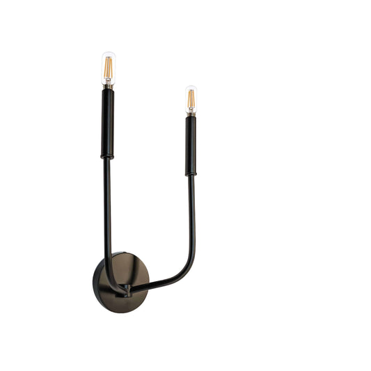 Dainolite 2 Light Incandescent Wall Sconce, Matte Black